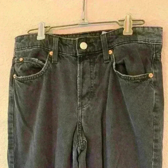 Black Distressed Denim Boyfriend Jean, mid rise, sz 4 grunge moto goth distress - Picture 3 of 8